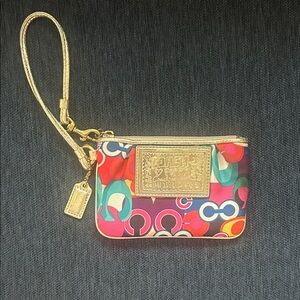 Coach Poppy Limited Edition Colorful Wristlet with Gold Accents